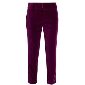 Alice + Olivia Stacey Velvet Slim Ankle Pants
